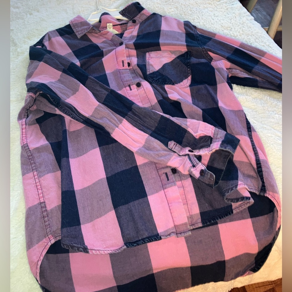 Purple and Pink Plaid Shirt